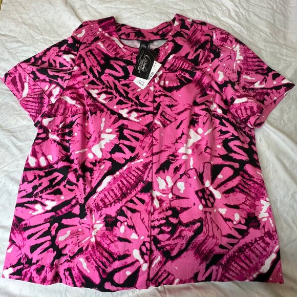 Liz & Me Platinum Collection18/20 IX Pink Black Abstract Short Sleeve Career NWT - Picture 2 of 9